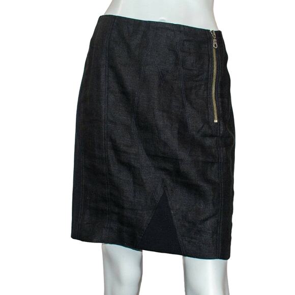OPENING CEREMONY Women's Black Linen Mini Skirt Zipper front Sz Large - Picture 1 of 11